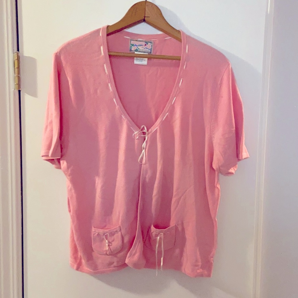 Pink short sleeve Cardigan